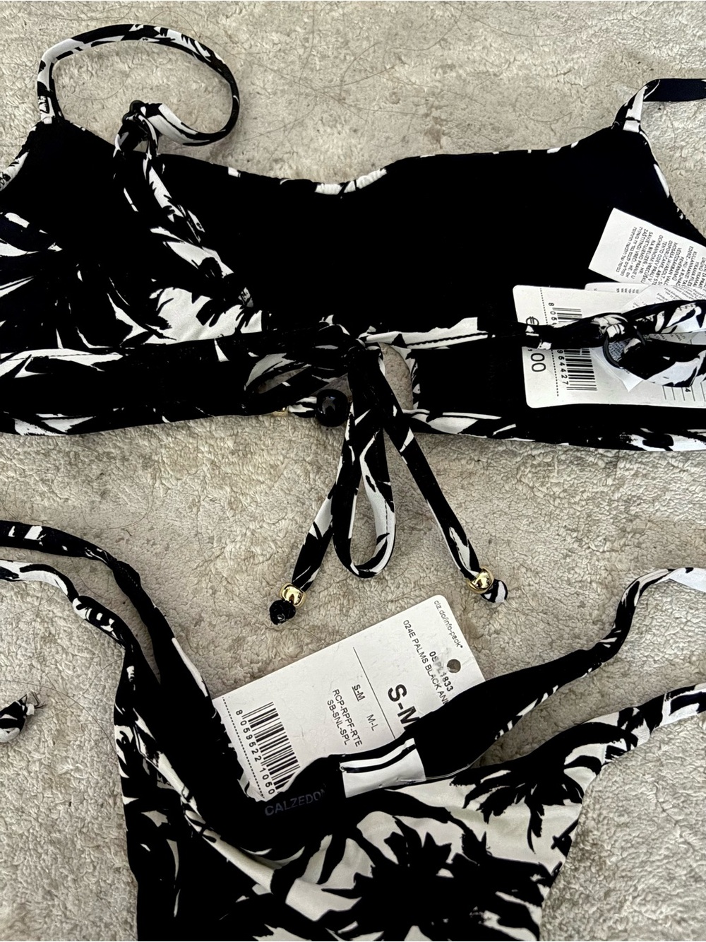 NWT❗️Black & White Palm Print Tie-Side Bikini - Picture 3 of 3